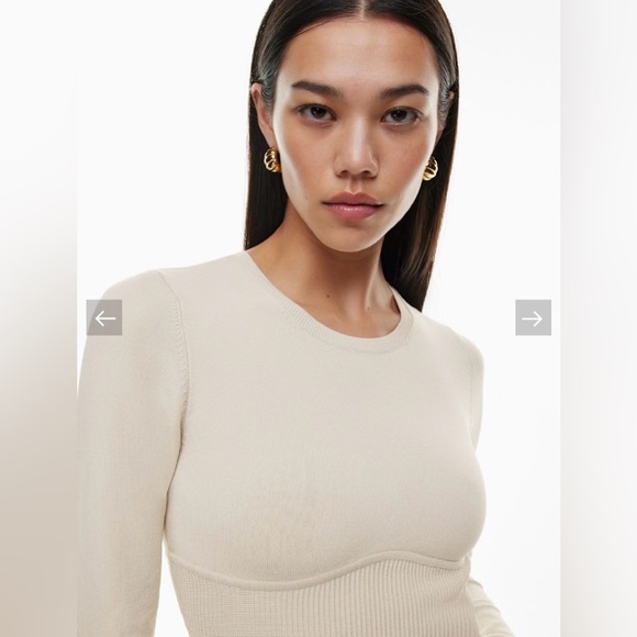 NWOT Aritzia Babaton Sculpt Knit Empire Longsleeve l M - Picture 3 of 10